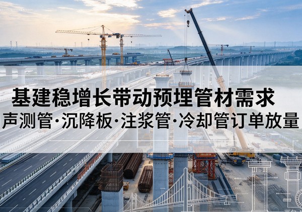 昆山基建稳增长带动预埋监测管材需求，声测管、沉降板、注浆管订单持续放量